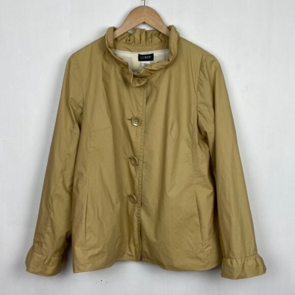 J.Crew 8 Frenchie Slicker Lightweight Jacket Coat Khaki Vintage - Picture 1 of 14